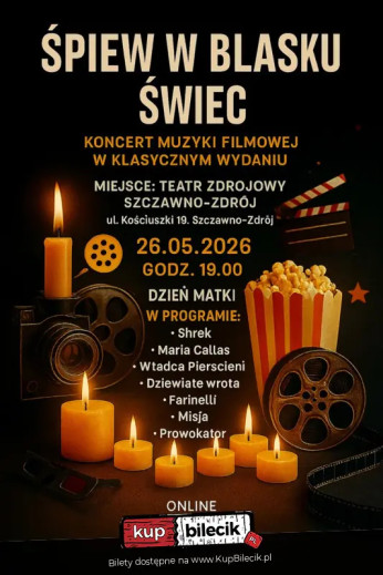 Szczawno-Zdrój Wydarzenie Koncert Śpiew w blasku świec. Koncert z muzyką filmową klasycznie